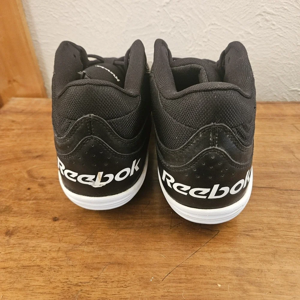 Reebok RBK Mens Size 14 Audible‎ Mid D Black White Football Cleats Shoes Logo
